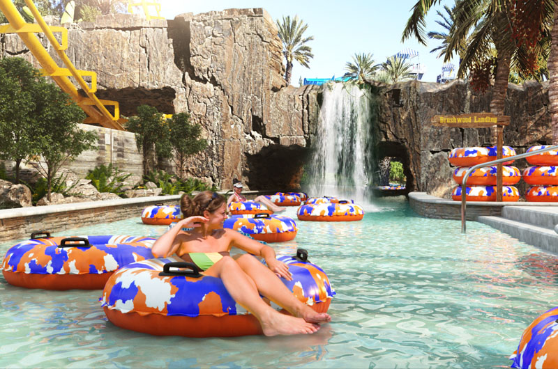 architectural visualisation of water park lazy river